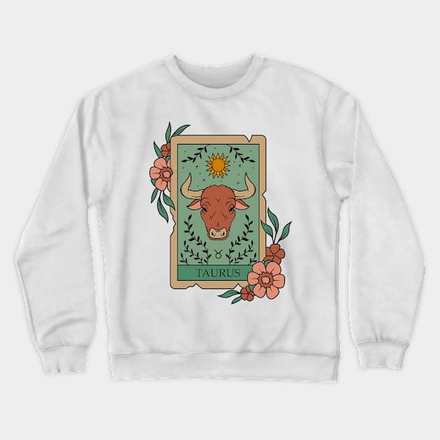 Funny Taurus Zodiac Sign - Taurus Tarot Card Crewneck Sweatshirt by LittleAna